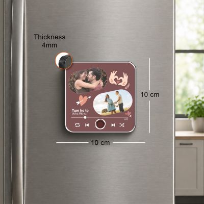 Personalized Song Plaque with Your Photo Musical Fridge Magnet USB-C Rechargeable Unique Anniversary & Birthday Gift for Couples, Boyfriend or Girlfriend